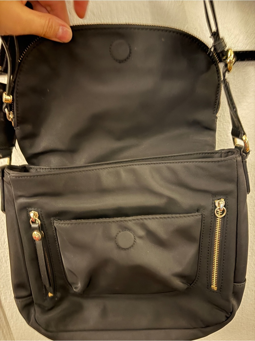 Karl Lagerfeld Black Nylon Shoulder Bag with Gold Hardware - Picture 2 of 4